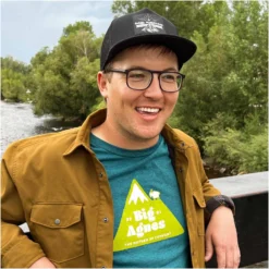 Big Agnes Retro Summit T-Shirt -Cheap Our Wild Trek Store MSRETROSUMMIT22 CyanBlackHeather LSM 099